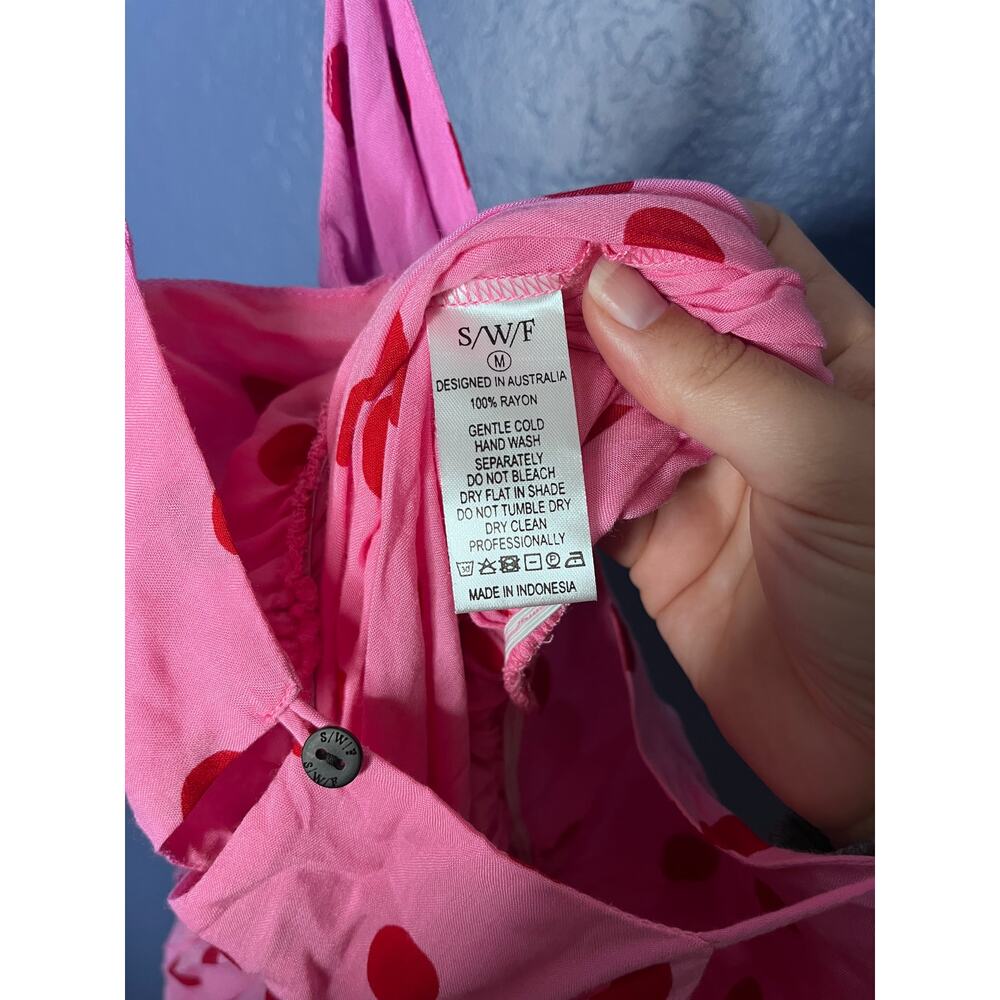 Anthropologie S/W/F Corisande Pink Red Polka Dot Strappy Maxi Dress Medium - Picture 5 of 5